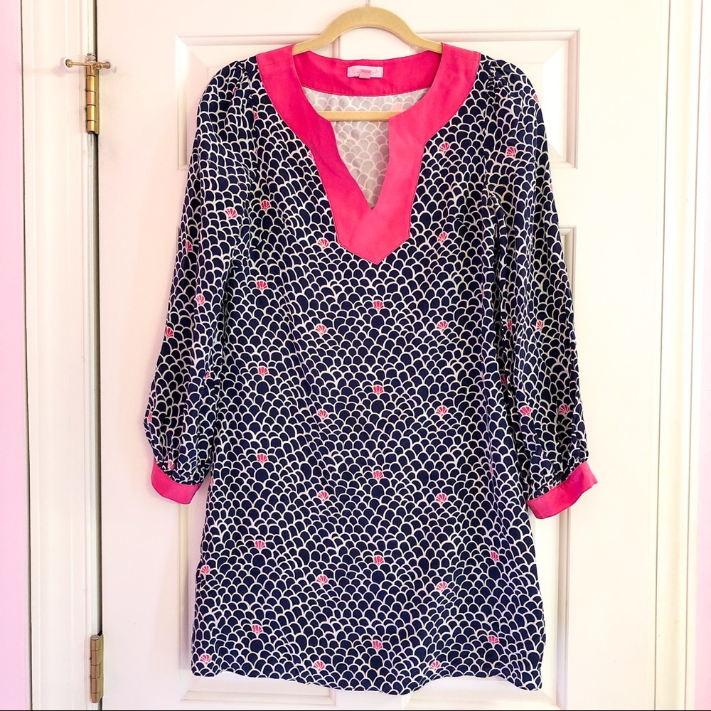 Lilly Pulitzer Navy and Pink Long Sleeve Dress